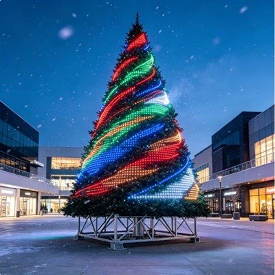 Многоцветная рождественская елка с динамическим освещением